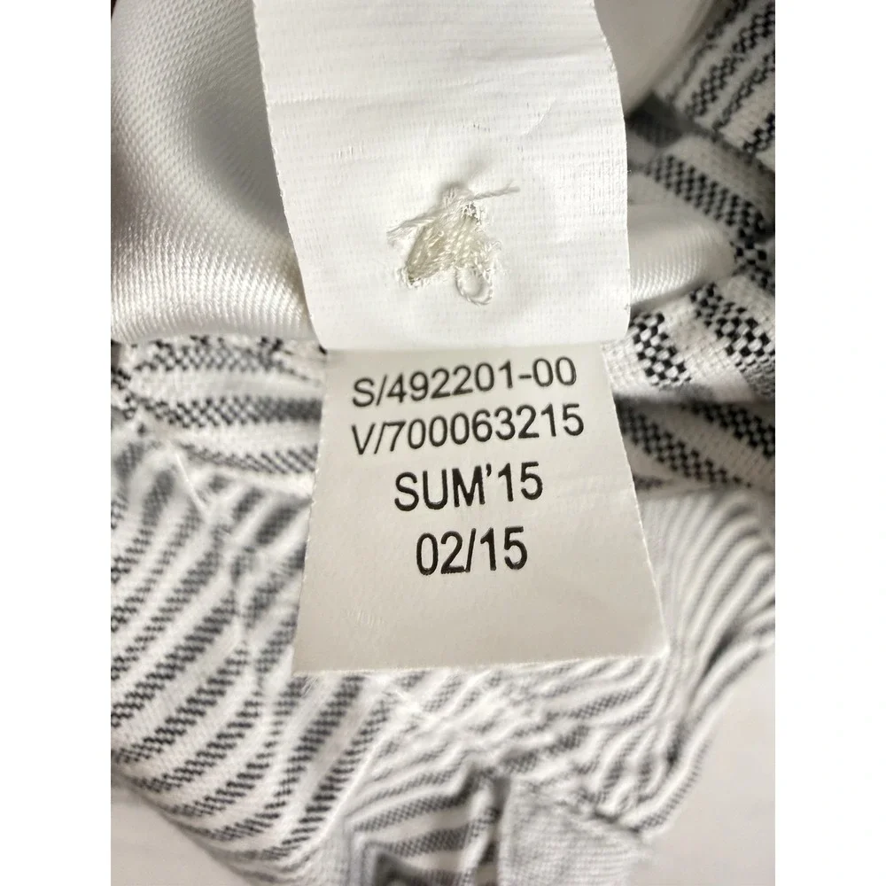 Banana Republic Oxford Shirt Mens Grey White Stripe Short Sleeve Pocket Cotton
